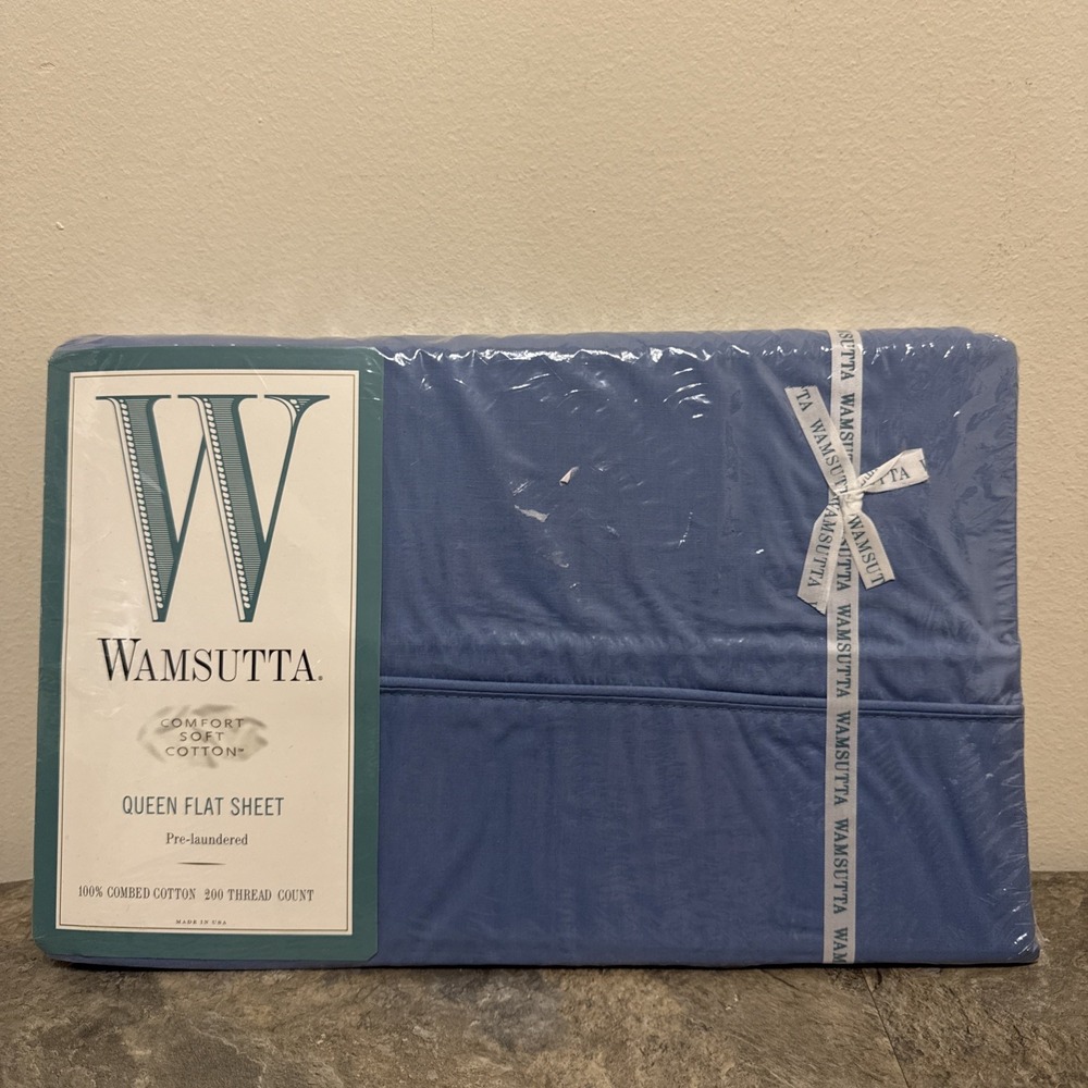 Wamsutta Comfort Soft 100% Combed Cotton Queen Flat Sheet 200 Thread Count NOS